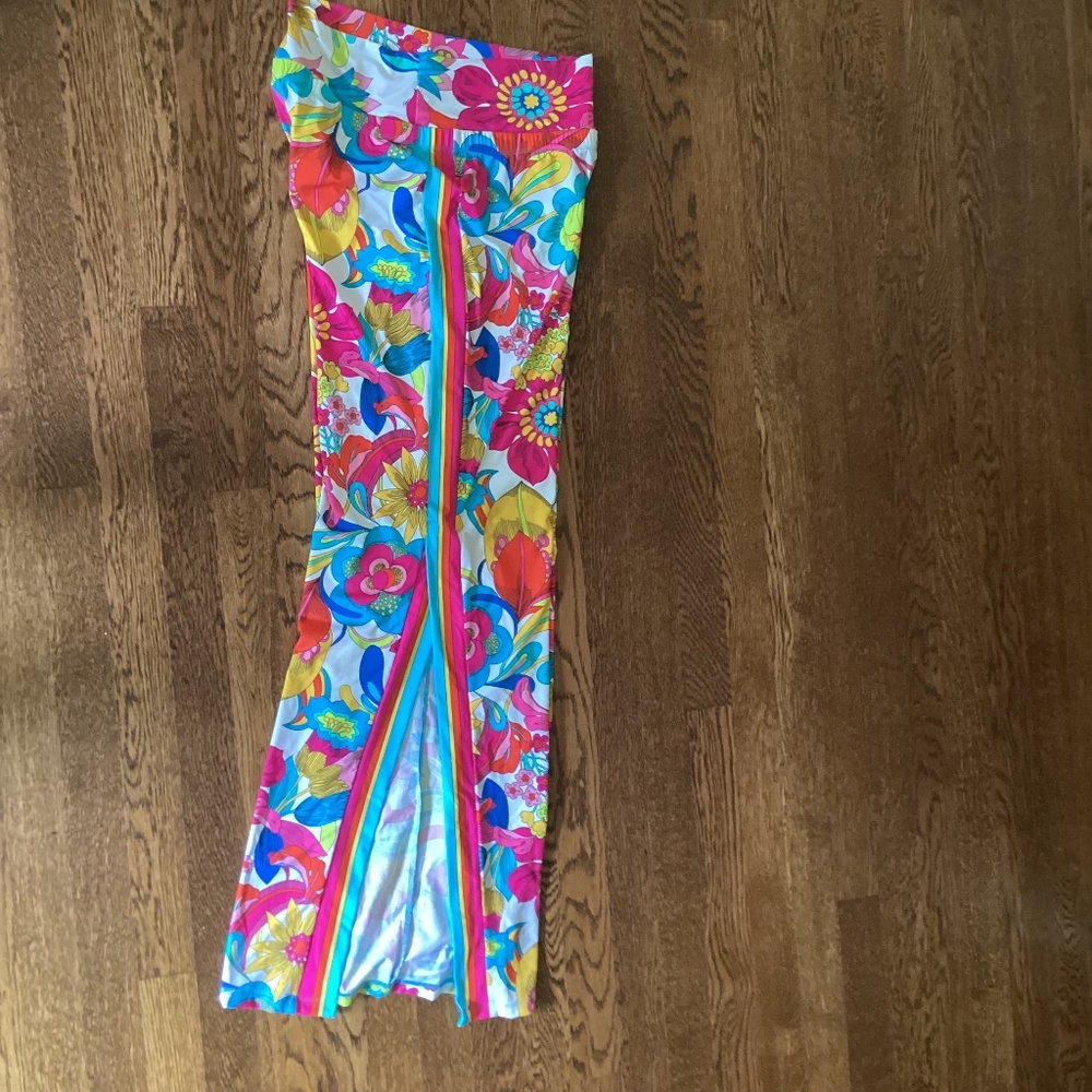 Trina Turk Fontaine Floral Swim Cover Up Pants Side Slits Fold-over Waist - Picture 14 of 15